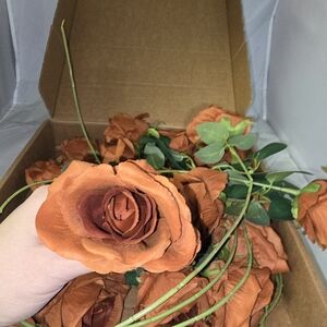 Rustic Orange Artificial Roses NEW 20 Stems